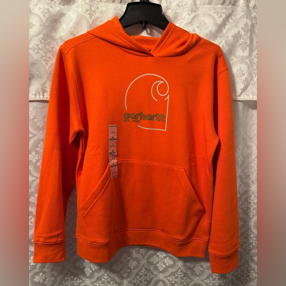 Carhartt Bright Orange Graphic Pullover Hoodie Retail 34.99